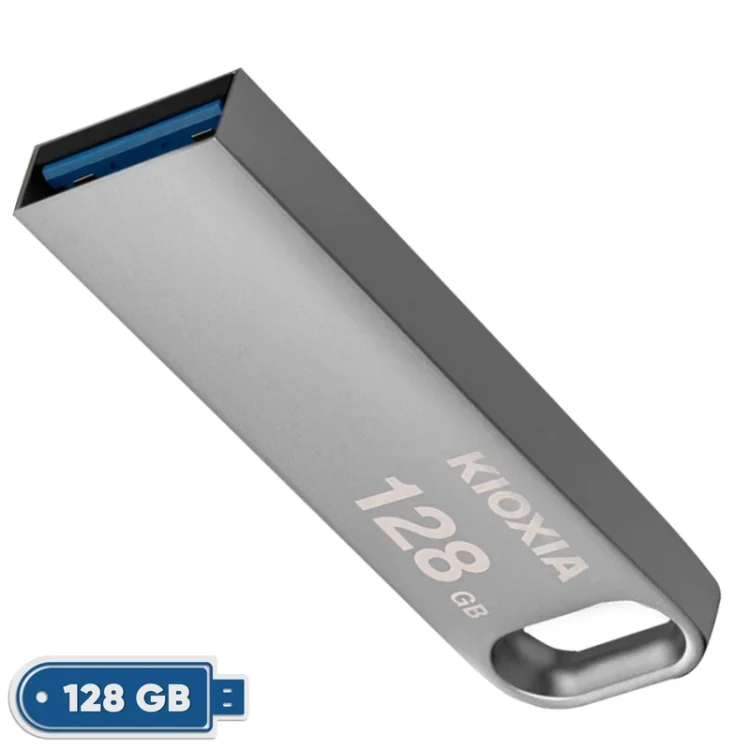 فلش‌مموری 128 گیگابایت کیوکسیا مدل U366 با بدنه فلزی، رابط USB 3.2، سرعت انتقال 200 مگابایت بر ثانیه، مقاوم در برابر ضربه و قابلیت اتصال به بند کلید